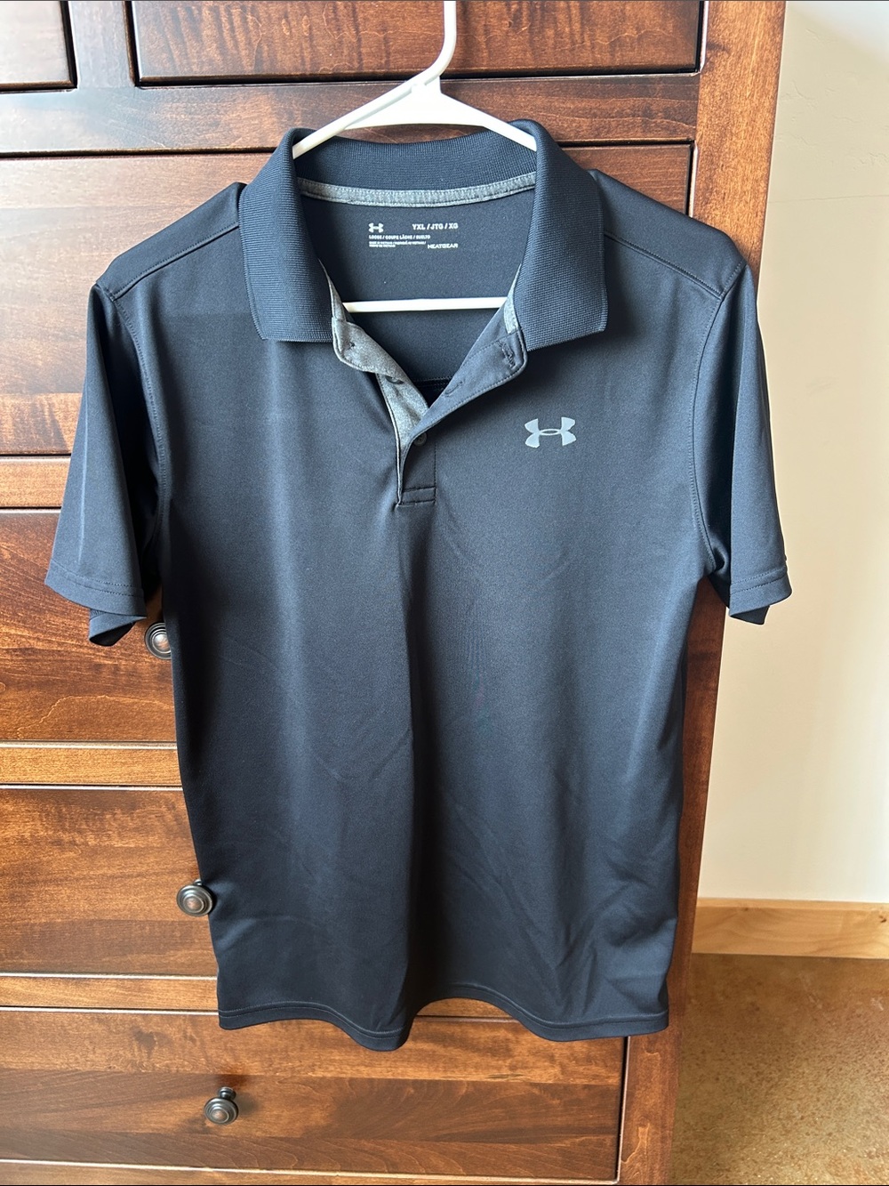 Under Armour Black Polo with Gray Logo Accent